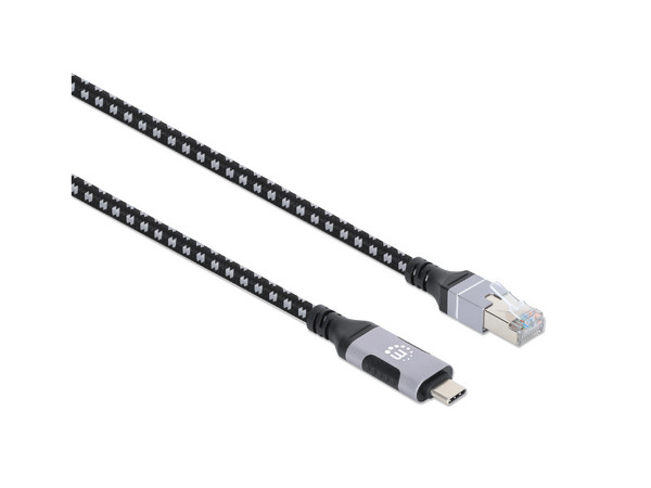 Cable De Red V3 USB-C A RJ45, 2M, Categoría 6, Transferencia 1 Gbps, Velocidad 5 Gbps.