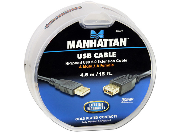 Extensión de cable USB 2.0, 4.5m, entrada A(m) A(h)
