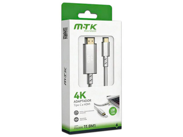 Cable Adaptador USB MTK 0159011, USB Tipo C a HDMI (M-M). Color Negro.