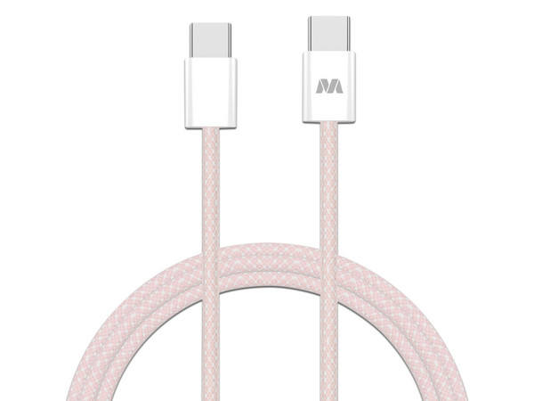 Cable Datos MYBAT USB-C a USB-C, 1m, 60W, Universal Color Rosa.