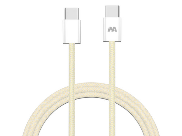 Cable Datos MYBAT USB-C a USB-C, 1m, 60W, Universal, Color Amarillo.