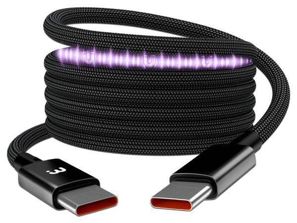 Cable MyBat Pro MagCoil de USB-C a USB-C (M-M), 1.8m, 60W, Trenzado, Color Negro.