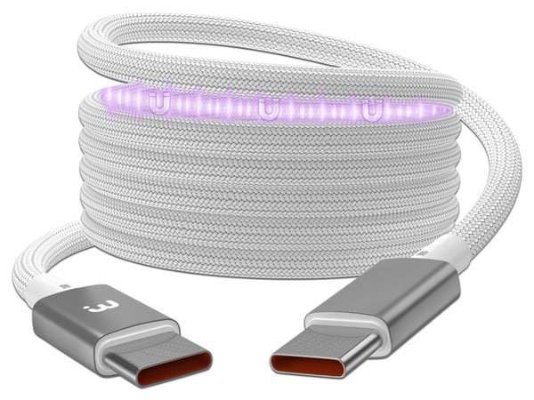 Cable MyBat Pro MagCoil de USB-C a USB-C (M-M), 1.8m, 60W, Trenzado, Color Blanco.