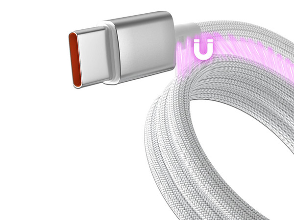 Cable MyBat Pro MagCoil de USB-C a USB-C (M-M), 1.8m, 60W, Trenzado, Color Blanco.