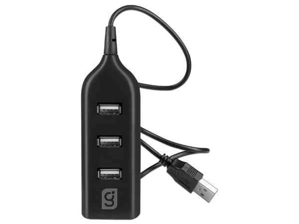 Hub USB 18-3505 de 4 Puertos USB, Compacto y Portátil, Ideal para Oficina y Hogar. Color Negro.
