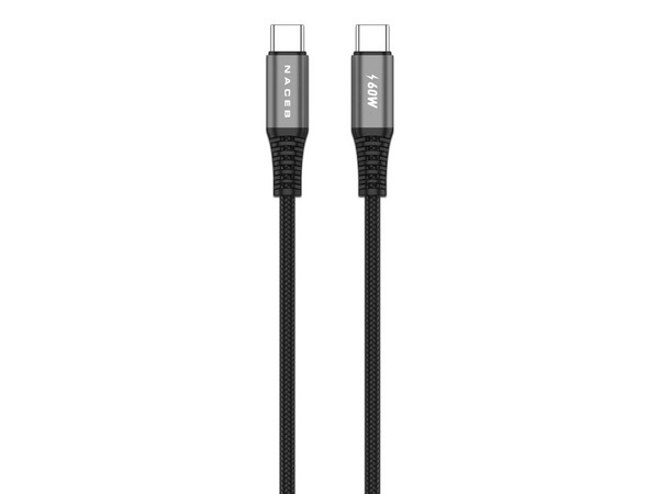Cable USB-C NACEB Longitud 1.0 m Usb C (Macho) a Usb C (Macho), Aluminio, 60W, Cable Trenzado