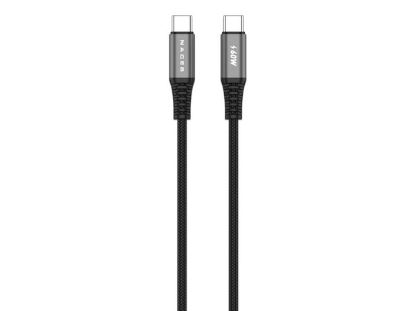 Cable USB-C NACEB Longitud 1.0 m Usb C (Macho) a Usb C (Macho), Alumino, 100W, Cable Trenzado.