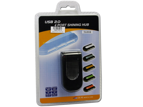 Hub USB de 4 Puertos con Luz Azul (Convierte 1 puerto USB en 4).