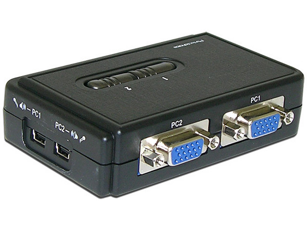 KVM Switch 2 CPUs con cables PS/2 (Permite Acceder a 2 CPUs con un solo Monitor)