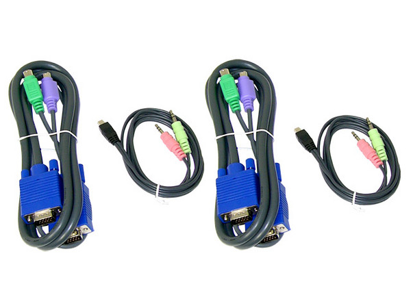 KVM Switch 2 CPUs con cables PS/2 (Permite Acceder a 2 CPUs con un solo Monitor)