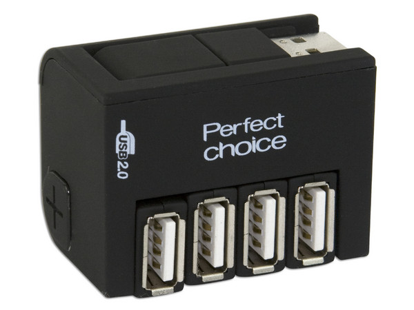 Mini Hub USB Perfect Choice de 4 Puertos móviles (Convierte 1 puerto USB en 4).