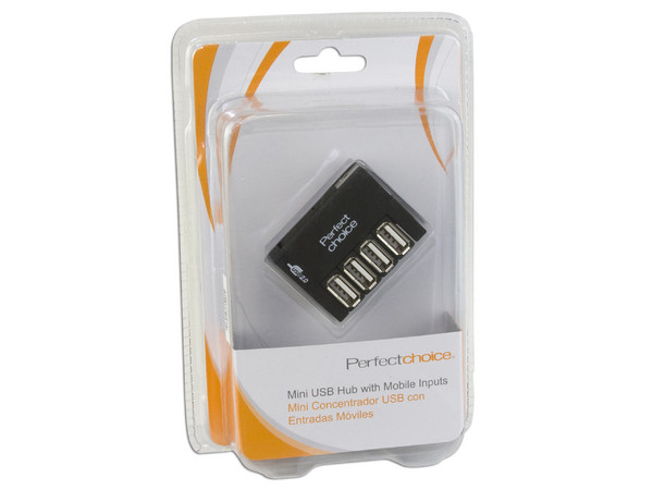 Mini Hub USB Perfect Choice de 4 Puertos móviles (Convierte 1 puerto USB en 4).