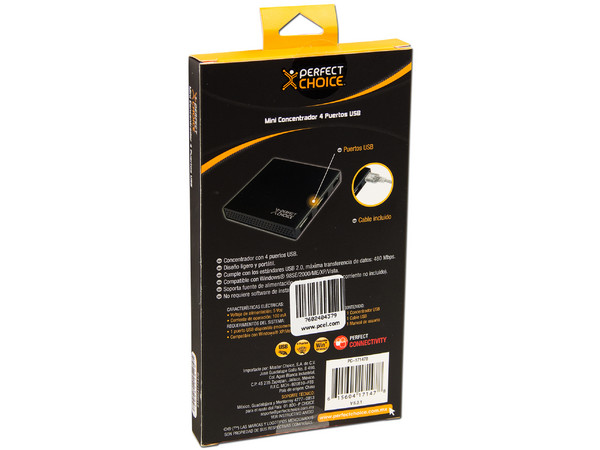 Mini Hub USB Perfect Choice de 4 Puertos (Convierte 1 puerto USB en 4).