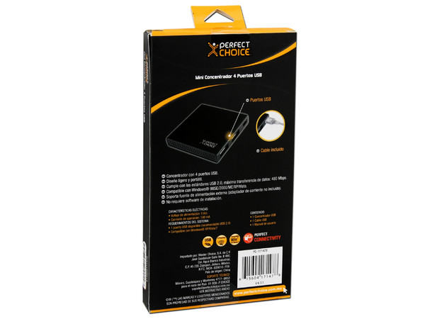  Mini Hub USB Perfect Choice de 4 Puertos (Convierte 1 puerto USB en 4).