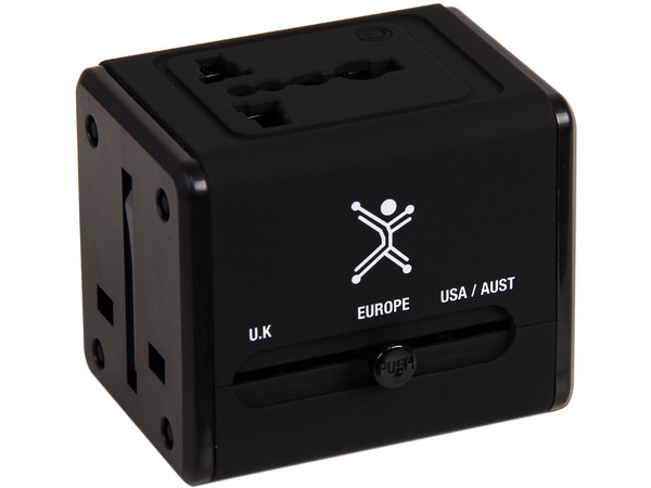 Adaptador de Viaje USB Perfect Choice, Compatible con la mayoría de conectores de América, Europa, Australia, África y Asia.