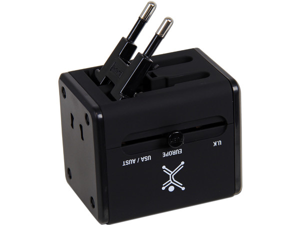 Adaptador de Viaje USB Perfect Choice, Compatible con la mayoría de conectores de América, Europa, Australia, África y Asia.