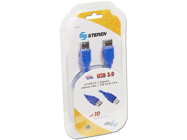 Extensión Elite Line de cable USB 3.0 Tipo A Macho a Tipo A Hembra, 1.8m.
