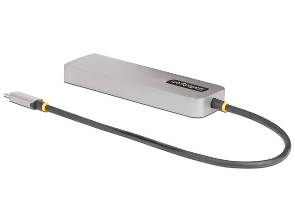 Hub USB StarTech 10G2A1C25EPD de USB-C a 2 puertos USB 3.2, 1 puerto USB-C 10Gbps, 1 puerto USB-C (PD 3.0) y 1 puerto RJ-45. Color Gris.