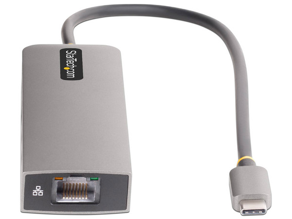 Hub USB StarTech 10G2A1C25EPD de USB-C a 2 puertos USB 3.2, 1 puerto USB-C 10Gbps, 1 puerto USB-C (PD 3.0) y 1 puerto RJ-45. Color Gris.