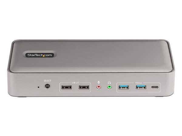 Docking Station StarTech 129N-USBC-KVM-DOCK, de USB Tipo C a USB 3.2, USB 2.0, USB Tipo C, RJ-45, DisplayPort, Salida de audio y Micrófono.