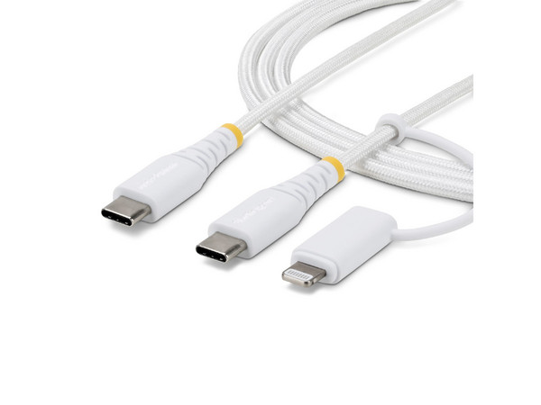 Cable de Carga USB Tipo C StarTech.com 2M-U2-LNTC-CABLE de 2m, con Adaptador Lightning. Color Blanco.