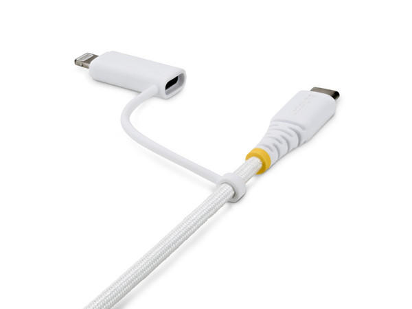 Cable de Carga USB Tipo C StarTech.com 2M-U2-LNTC-CABLE de 2m, con Adaptador Lightning. Color Blanco.