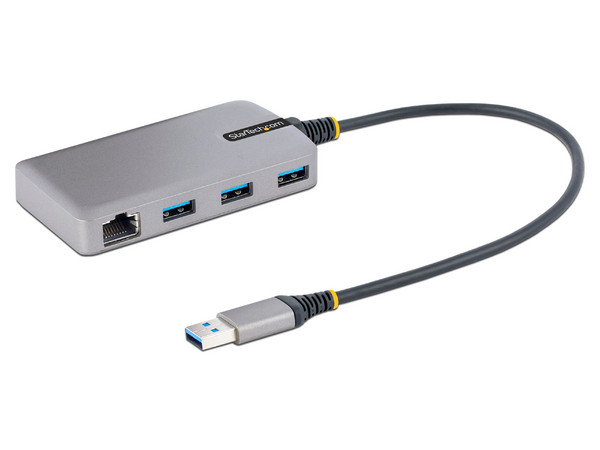 Hub USB StarTech 5G3AGBB-USB-A-HUB de 3 Puertos USB 3.0, 1 puerto RJ-45. Color Gris
