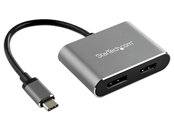 Adaptador de video StarTech USB-C a HDMI y DisplayPort, Conector USB-C (M) a HDMI (H) y DisplayPort (H).
