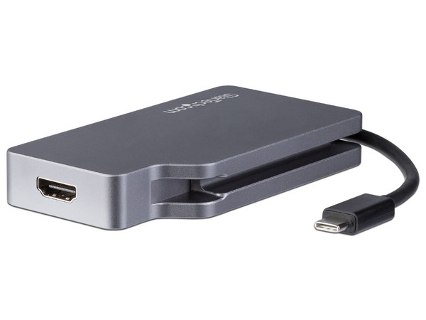 Adaptador de Video USB-C Multipuertos, 4 en 1 de Aluminio, 4K 60Hz. Color Gris Espacial.