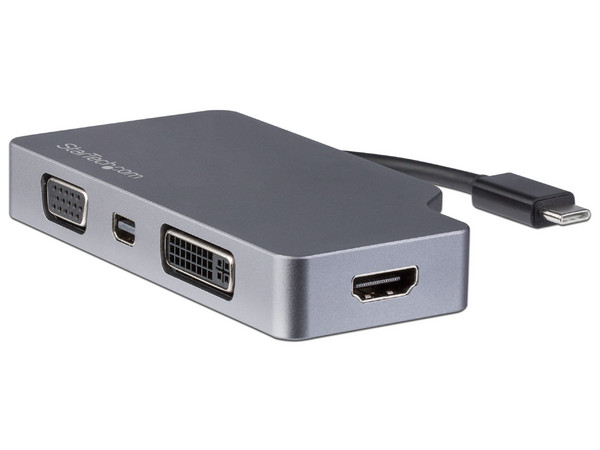 Adaptador de Video USB-C Multipuertos, 4 en 1 de Aluminio, 4K 60Hz. Color Gris Espacial.