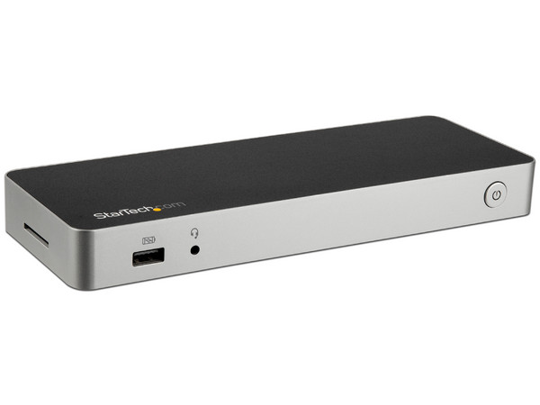 Docking Station para laptop StarTech con Lector de Tarjetas de Memoria SD, replicador de Puertos USB-C con Video Doble 4K y PD 85W.