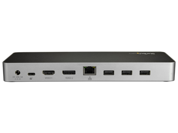 Docking Station para laptop StarTech con Lector de Tarjetas de Memoria SD, replicador de Puertos USB-C con Video Doble 4K y PD 85W.