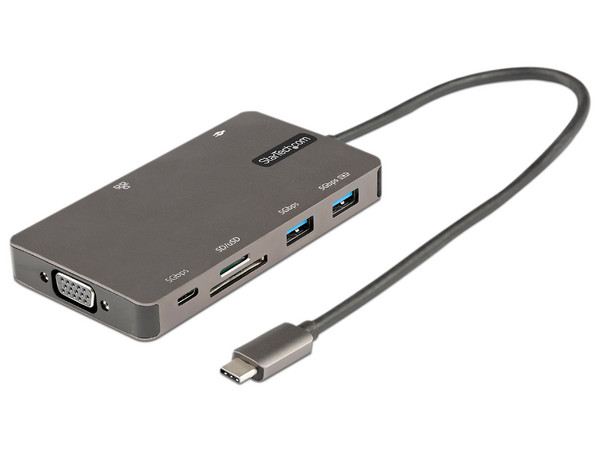 Hub USB-C StarTech, Longitud 0.3 m, Conectores HDMI, VGA, 2xUSB-A, 2xUSB-C, RJ-45.