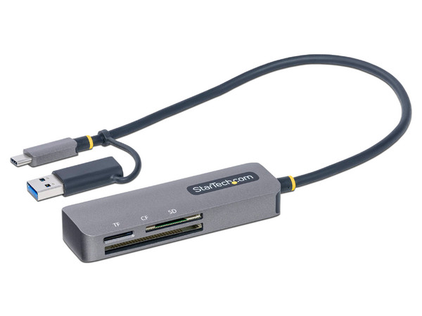 Lector de Tarjetas StarTech FCREADMICRO3V2, de USB-C/USB-A a Lector de tarjetas SD, MicroSD y CompactFlash. Color Gris.