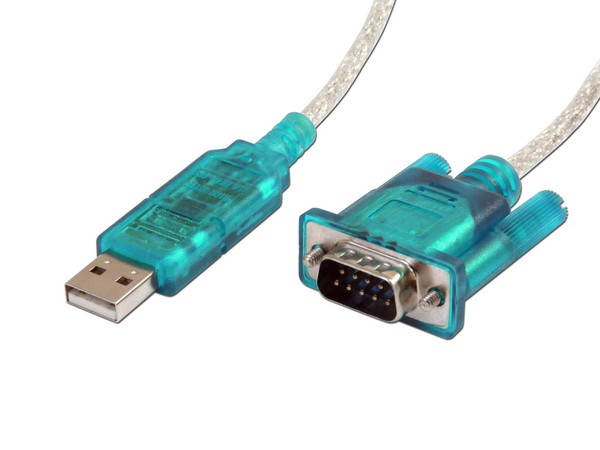Cable Adaptador de USB A (4 pin) Macho a DB-9 (9 pin D-Sub) Macho, 90cm.
