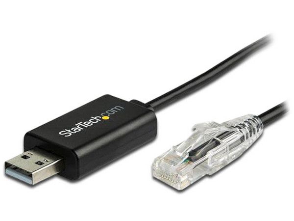Cable Adaptador para consola Cisco Startech ICUSBROLLOVR de USB 2.0 a RJ-45 (M-M), 1.8m. Color Negro.