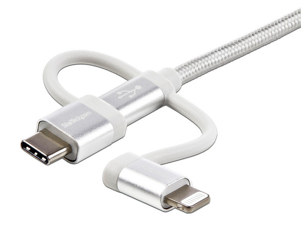 Cable de Carga USB de 1.8m - Lightning/USB-C/Micro-USB - Certificado por Apple MFi - Cable Cargador USB Tipo C - Cable de Carga y Datos para Celular - Recubrimiento de Nylon Trenzado
