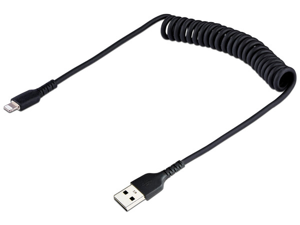 Cable en espiral StarTech para iPhone de USB 2.0 a Lightning. Color Negro.