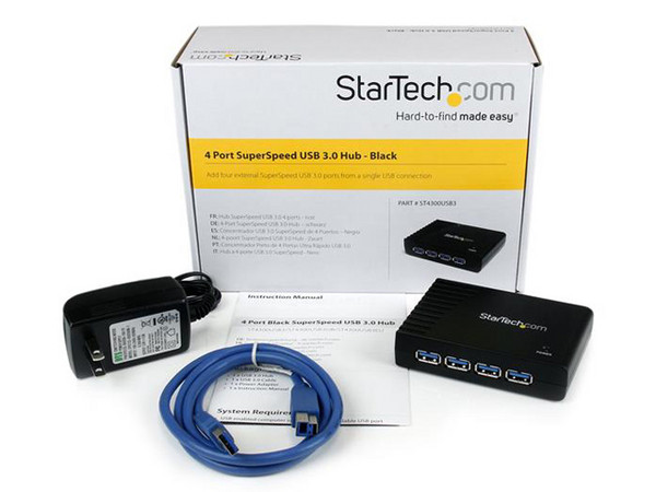 Concentrador Hub USB 3.0 Super Speed de 4 Puertos con Alimentación