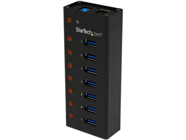 Concentrador USB 3.0 de 7 Puertos con Caja de Metal, Hub de Sobremesa o Montaje en Pared.