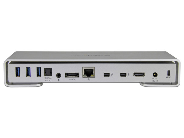 Replicador de puertos thunderbolt 2 con vídeo HDMI o Mini DisplayPort, puerto USB de Carga Rápida, Audio Digital, eSATA y Cable.