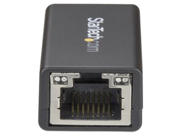 Adaptador de red Ethernet Gigabit externo StarTech de USB-C (macho) a RJ45 (hembra). Color negro.
