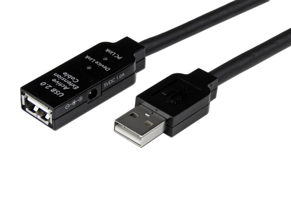 Cable extensión USB StarTech de USB 2.0 (macho) a USB 2.0 (hembra), 10m. Color negro.