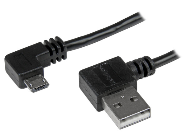 Cable StarTech microUSB a USB 2.0 (M-M) acodado a la derecha de 2m. Color Negro.