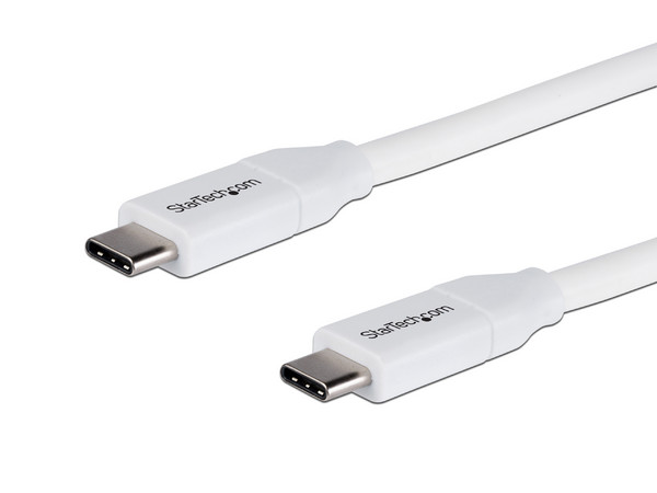Cable USB-C (Macho) a USB-C (Macho) de 2m. Color Blanco.