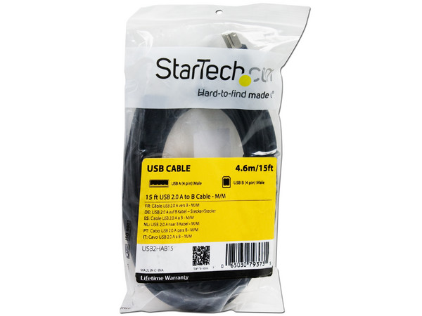 Cable StarTech USB 2.0 Tipo A macho/B macho de 4.5m.
