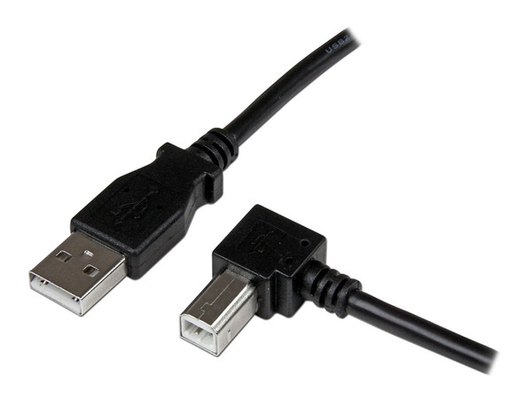 Cable USB 2.0 de tipo A (M) a tipo B (M) en ángulo derecho, 1.8 m.