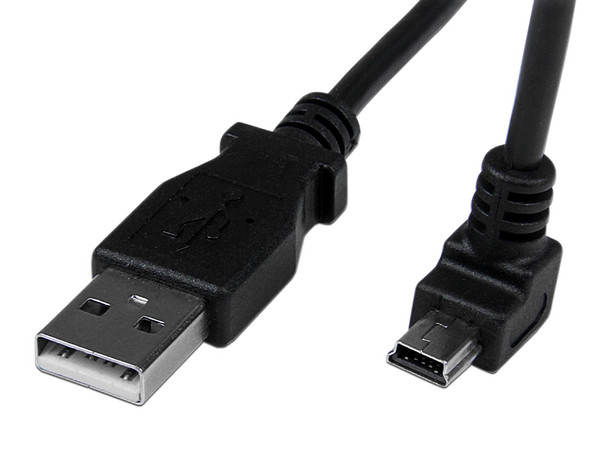 Cable USB de tipo A a Micro-B acodado en ángulo hacia abajo, 2m.