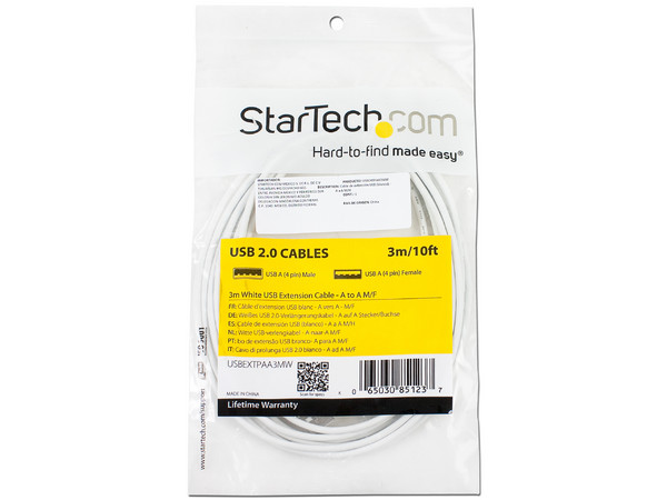 Extensión StarTech de cable USB (M-H), 3m.