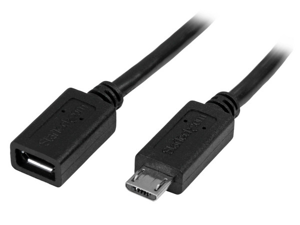 Cable de 50cm Micro USB de extensión de Macho a Hembra.